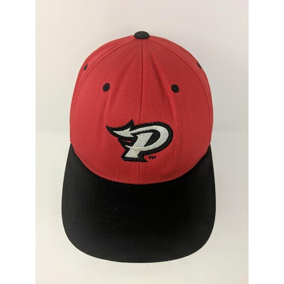 Pacific Headwear 302C Pro Model Strapback Hat Embroidered P Logo Red & Black - Picture 2 of 11